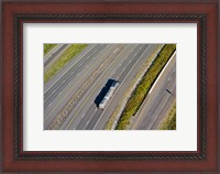 Framed Truck moving on a highway, Interstate 80, Park City, Utah, USA