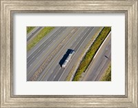 Framed Truck moving on a highway, Interstate 80, Park City, Utah, USA