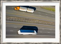 Framed Trucks moving on a highway, Interstate 80, Park City, Utah, USA