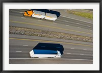 Framed Trucks moving on a highway, Interstate 80, Park City, Utah, USA