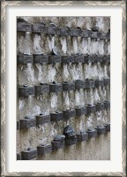 Framed Cemetery wall with names of Holocaust victims, Jewish Cemetery, Frankfurt, Hesse, Germany