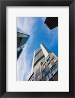 Framed Low angle view of skyscrapers, Commerzbank Tower, Frankfurt, Hesse, Germany