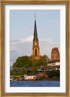 Framed River with church in the background, Three Kings Church, Main River, Frankfurt, Hesse, Germany