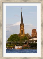 Framed River with church in the background, Three Kings Church, Main River, Frankfurt, Hesse, Germany