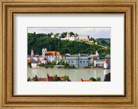 Framed Town at the waterfront, Inn River, Passau, Bavaria, Germany