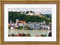 Framed Town at the waterfront, Inn River, Passau, Bavaria, Germany