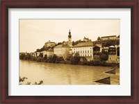 Framed Medieval town at the waterfront, Salzach River, Burghausen, Bavaria, Germany