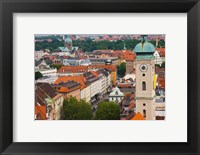 Framed High angle view of buildings with a church in a city, Heiliggeistkirche, Munich, Bavaria, Germany
