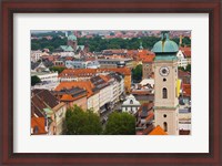 Framed High angle view of buildings with a church in a city, Heiliggeistkirche, Munich, Bavaria, Germany