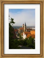 Framed High angle view of a church in the city, St. Dionysius Church, Esslingen-Am-Neckar, Stuttgart, Baden-Wurttemberg, Germany