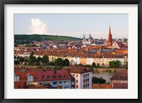 Framed High angle view of buildings along a river, Main River, Wurzburg, Lower Franconia, Bavaria, Germany
