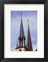 Framed Low angle view of spires of the Notre Dame Cathedral, Luxembourg City, Luxembourg
