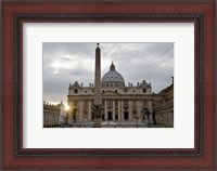 Framed Obelisk in front of the St. Peter's Basilica at sunset, St. Peter's Square, Vatican City