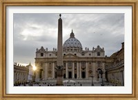 Framed Obelisk in front of the St. Peter's Basilica at sunset, St. Peter's Square, Vatican City