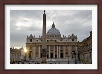 Framed Obelisk in front of the St. Peter's Basilica at sunset, St. Peter's Square, Vatican City