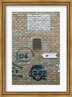 Framed Art and signs painted on a brick wall, Dashanzi Art District, Dashanzi, Chaoyang District, Beijing, China