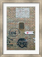 Framed Art and signs painted on a brick wall, Dashanzi Art District, Dashanzi, Chaoyang District, Beijing, China