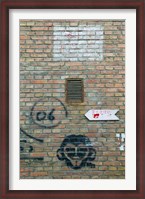 Framed Art and signs painted on a brick wall, Dashanzi Art District, Dashanzi, Chaoyang District, Beijing, China