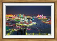 Framed High Angle View of the Harbin International Ice and Snow Sculpture Festival, Harbin, Heilungkiang Province, China