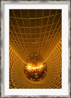 Framed Interiors of Jin Mao Tower looking down to the lobby of the Grand Hyatt hotel, Lujiazui, Pudong, Shanghai, China