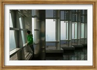 Framed Person viewing a city from observation point in a tower, Jin Mao Tower, Lujiazui, Pudong, Shanghai, China