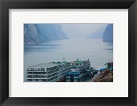 Framed Yangtze River Cruise Ships at anchor, Yangtze River, Yichang, Hubei Province, China