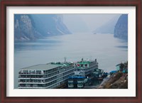 Framed Yangtze River Cruise Ships at anchor, Yangtze River, Yichang, Hubei Province, China