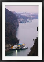 Framed Ferries at anchor, Yangtze River, Yichang, Hubei Province, China