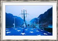 Framed Yangtze River Cruise Ship view at dawn, Yangtze River, Yichang, Hubei Province, China