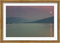 Framed Sunset over a river, Fengdu, Yangtze River, Chongqing Province, China