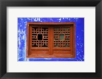 Framed Blue Temple Wall at Mingshan, Fengdu Ghost City, Fengdu, Yangtze River, Chongqing Province, China