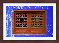 Framed Blue Temple Wall at Mingshan, Fengdu Ghost City, Fengdu, Yangtze River, Chongqing Province, China