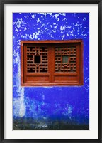Framed Blue Temple wall detail, Mingshan, Fengdu Ghost City, Fengdu, Yangtze River, Chongqing Province, China