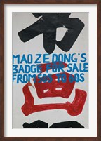 Framed Close-up of a store sign for selling Chairman Mao badges, Old Town, Dali, Yunnan Province, China