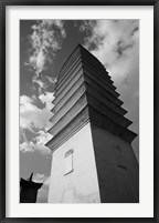 Framed Low angle view of Qianxun Pagoda, Three Pagodas, Old Tow, Dali, Yunnan Province, China (Black and White)