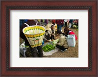 Framed People buying vegetables at a traditional town market, Xizhou, Erhai Hu Lake Area, Yunnan Province, China