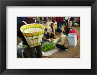 Framed People buying vegetables at a traditional town market, Xizhou, Erhai Hu Lake Area, Yunnan Province, China
