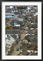 Framed High angle view of houses in a village, Tianshengying, Erhai Hu Lake Area, Yunnan Province, China