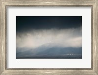 Framed Cangshan mountains and western shore of Erhai Hu Lake during spring storm, Wase, Erhai Hu Lake Area, Yunnan Province, China