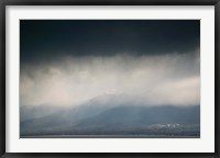 Framed Cangshan mountains and western shore of Erhai Hu Lake during spring storm, Wase, Erhai Hu Lake Area, Yunnan Province, China