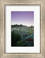 Framed High angle view of houses in the old town at dawn, Lijiang, Yunnan Province, China