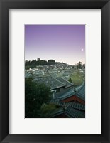 Framed High angle view of houses in the old town at dawn, Lijiang, Yunnan Province, China
