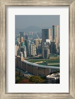Framed High angle view of a horseracing track, Happy Valley Racecourse, Happy Valley, Wan Chai District, Hong Kong