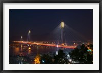 Framed Bridge lit up at night, Ting Kau Bridge, Rambler Channel, New Territories, Hong Kong