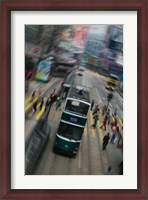 Framed Trams on a road, Hennessy Road, Wan Chai, Wan Chai District, Hong Kong