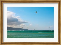 Framed Tourists kiteboarding in the ocean, Maui, Hawaii, USA