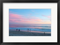 Framed Tourists on the beach at sunset, Santa Monica, California, USA