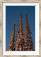 Framed Low angle view of the Watts Tower, Watts, Los Angeles, California, USA