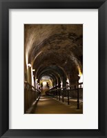 Framed Pommery Champagne Winery passageway to ancient Gallo-Roman quarries, Reims, Marne, Champagne-Ardenne, France