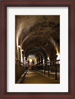 Framed Pommery Champagne Winery passageway to ancient Gallo-Roman quarries, Reims, Marne, Champagne-Ardenne, France